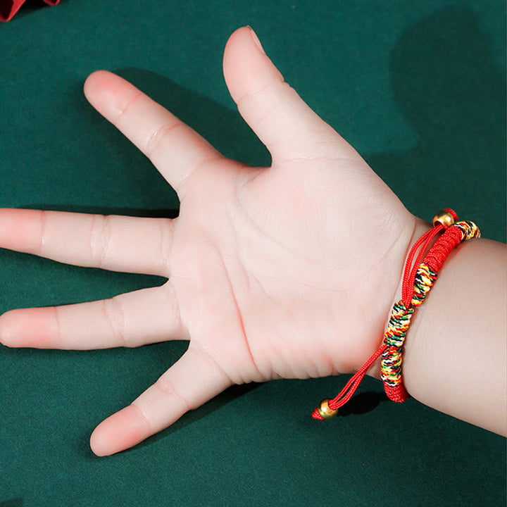Buddha Stones 999 Sterling Silver PiXiu Wealth King Kong Knot String Braided Kids Child Bracelet - image 3