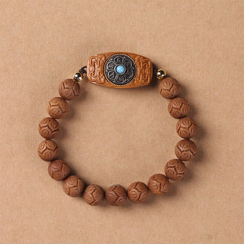 Buddha Stones Green Sandalwood Ebony Wood Sandalwood Om Mani Padme Hum Soothing Bracelet - Sandalwood(Protection♥Calm) - image 10