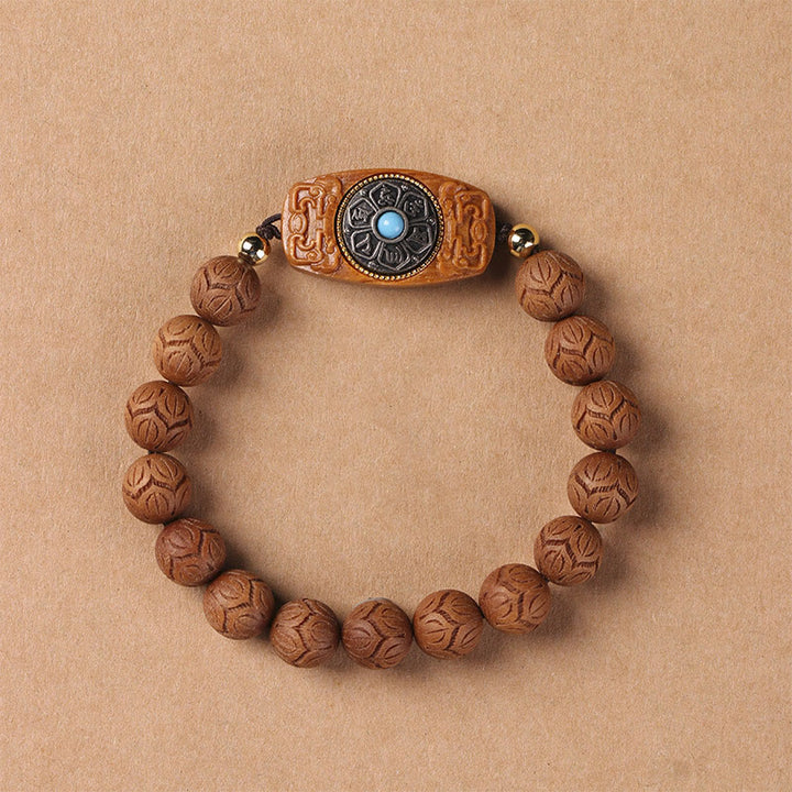 Buddha Stones Green Sandalwood Ebony Wood Sandalwood Om Mani Padme Hum Soothing Bracelet - Sandalwood(Protection♥Calm) - image 10