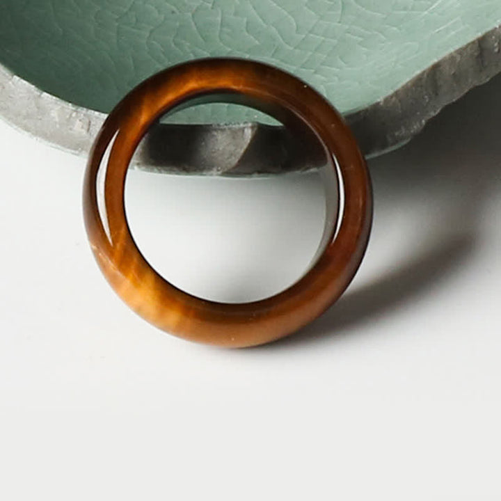 Buddha Stones Tiger Eye Stone Strength Protection Ring - image 1