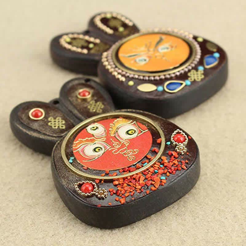 Tibet Ebony Five God of Wealth Thangka Necklace Pendant - image 6