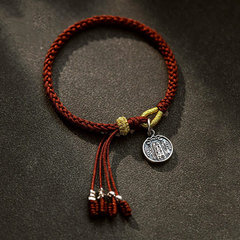 Buddha Stones Handmade 925 Sterling Silver Five Directions Gods of Wealth Luck Protection String Braid Bracelet - 17-19cm - image 0