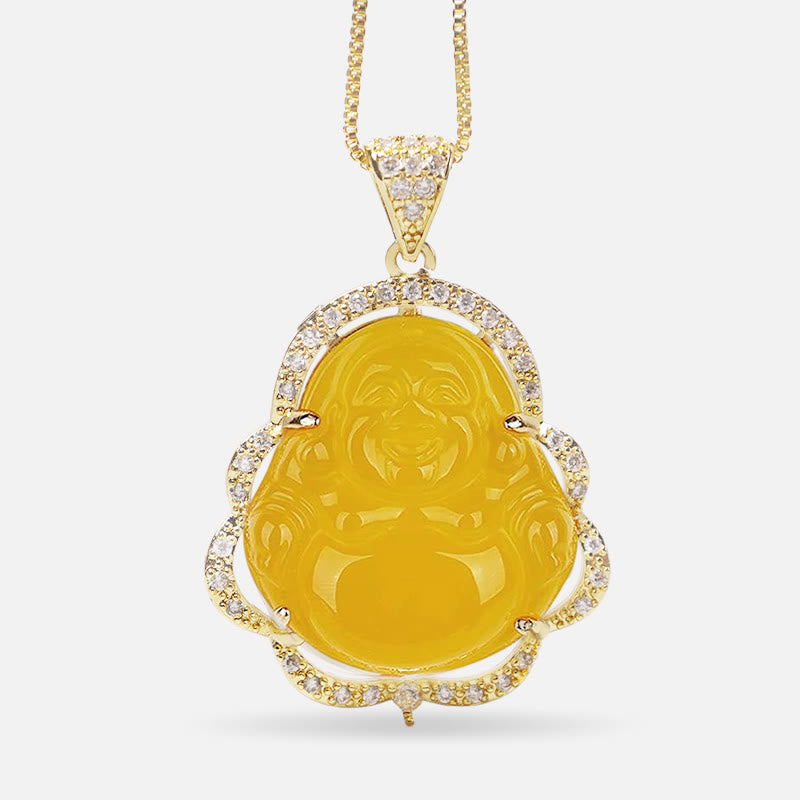 Buddha Stones Good Luck Laughing Buddha Necklace - A-Laughing Buddha-Golden/Yellow - image 16
