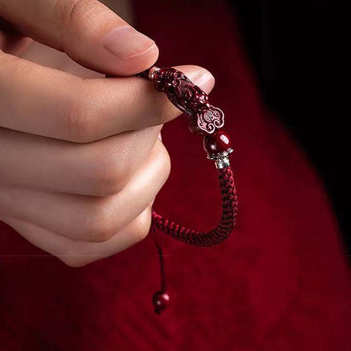 Buddha Stones Handcrafted PiXiu Cinnabar Wealth Luck Braided Bracelet - image 18