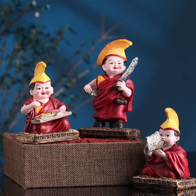 Buddha Stones Hand Painted Tibetan Lama Figures Carved Creative Home Office Car Decoration Ornament - image 12