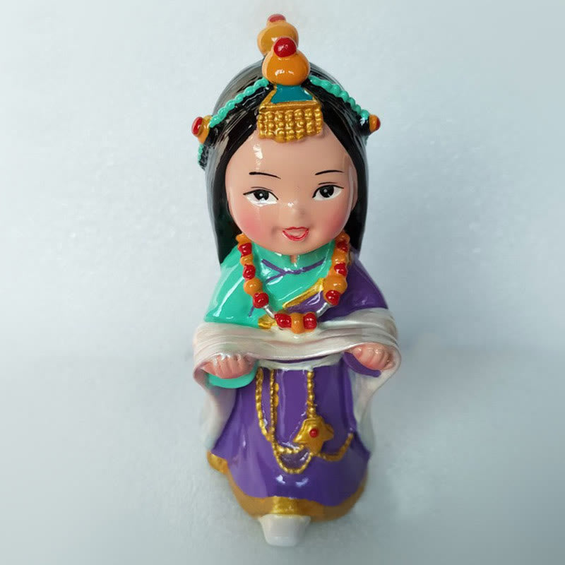 Buddha Stones Hand Painted Tibetan Figures Creative Home Office Car Decoration Ornament - 11cm Offering Khata Girl - image 5