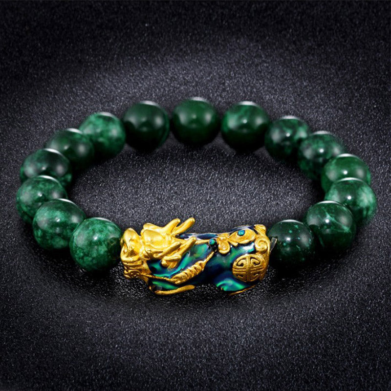 Buddha Stones "Sending Blessings of Wealth and Peace" PiXiu Jade Bracelet Includes Gift Message Card - image 9
