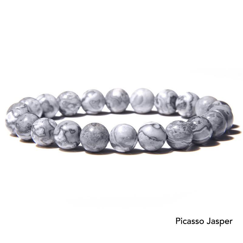 Natural Agate Stone Crystal Balance Beaded Bracelet - Picasso Jasper - image 41