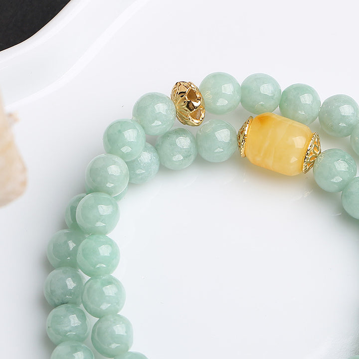 Buddha Stones 925 Sterling Silver Natural Jade Amber Butterfly Luck Abundance Bracelet - image 3