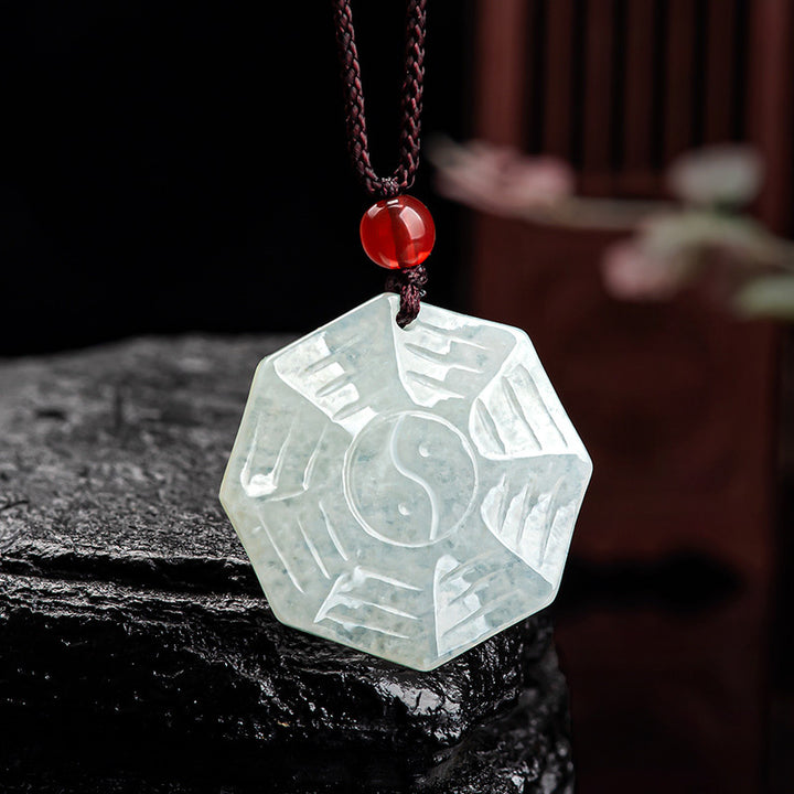 Buddha Stones Natural Jade Bagua Yin Yang Luck Necklace Pendant - Jade (Prosperity ♥ Abundance) - image 0