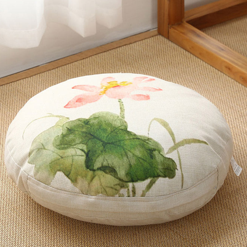 Buddha Stones Lotus Simple Pattern Linen Meditation Seat Cushion Home Living Room Decoration - Detachable - Approx. 40cm × 10cm (slight variation possible) - Ivory - image 31