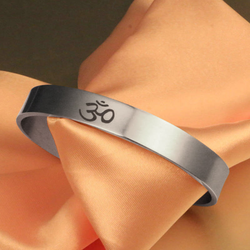 Buddha Stones Tibetan OM Symbol Mindfulness Cuff Bracelet Bangle - OM SYMBOL(Mindfulness♥Connection) - image 0