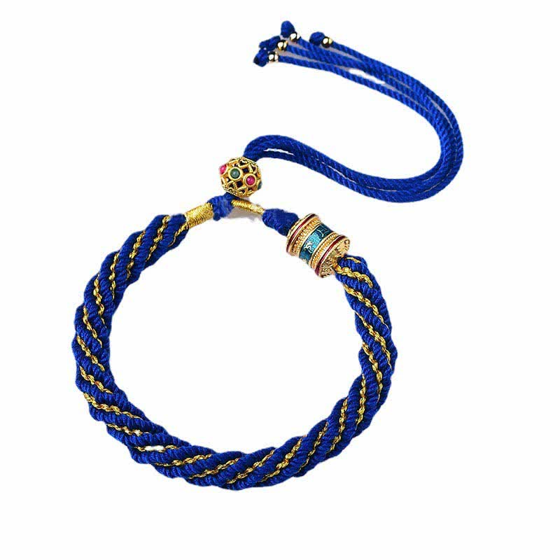 Buddha Stones Tibetan Handmade Luck Thangka Prayer Wheel Charm Weave String Bracelet - image 11