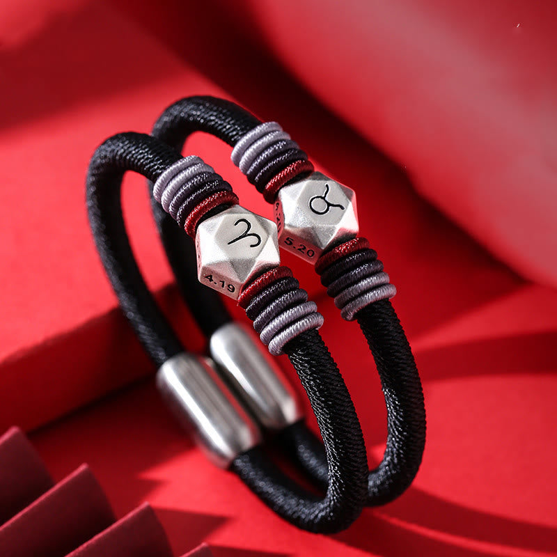 Buddha Stones 999 Sterling Silver 12 Constellations of the Zodiac Blessing Handmade String Bracelet - image 1
