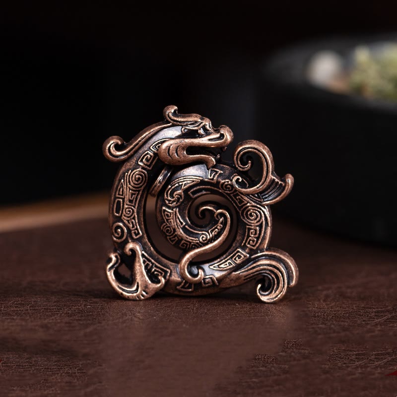 Buddha Stones Mini Auspicious Dragon Pattern Meditation Zinc Alloy Small Incense Stick Burner - Dark Red Dragon 4*3.7cm - image 6