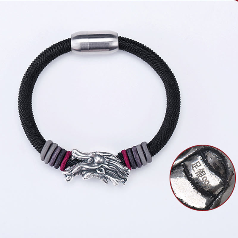 Buddha Stones 999 Sterling Silver Dragon Luck Handcrafted Braided Child Adult Bracelet - image 6
