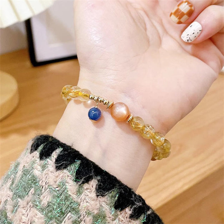 Buddha Stones Natural Gold Rutilated Quartz Sun Stone Kyanite Wealth Bracelet - image 3