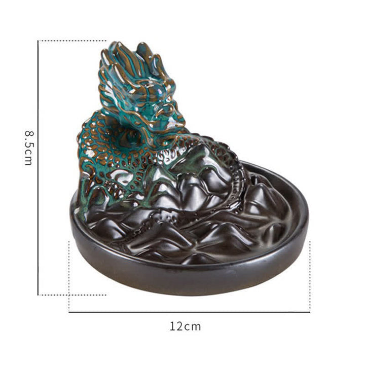 Dragon Pattern Ceramic Backflow Smoke Fountain Incense Burner Decoration - image 10