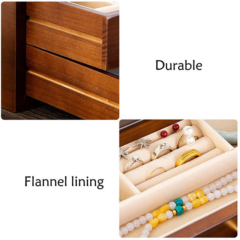 Buddha Stones Retro Solid Wood Jewelry Box Jewelry Storage Box With Drawer - image 24