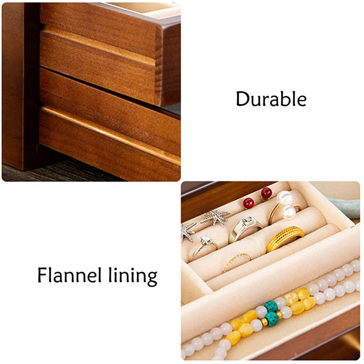 Buddha Stones Retro Solid Wood Jewelry Box Jewelry Storage Box With Drawer - image 24