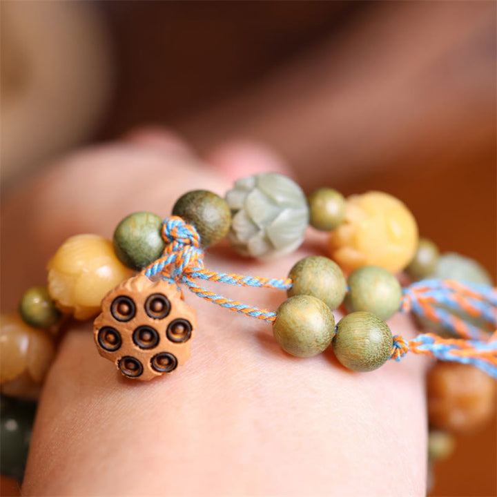 Buddha Stones Bodhi Seed Lotus Green Sandalwood Wisdom Harmony Bracelet - image 8