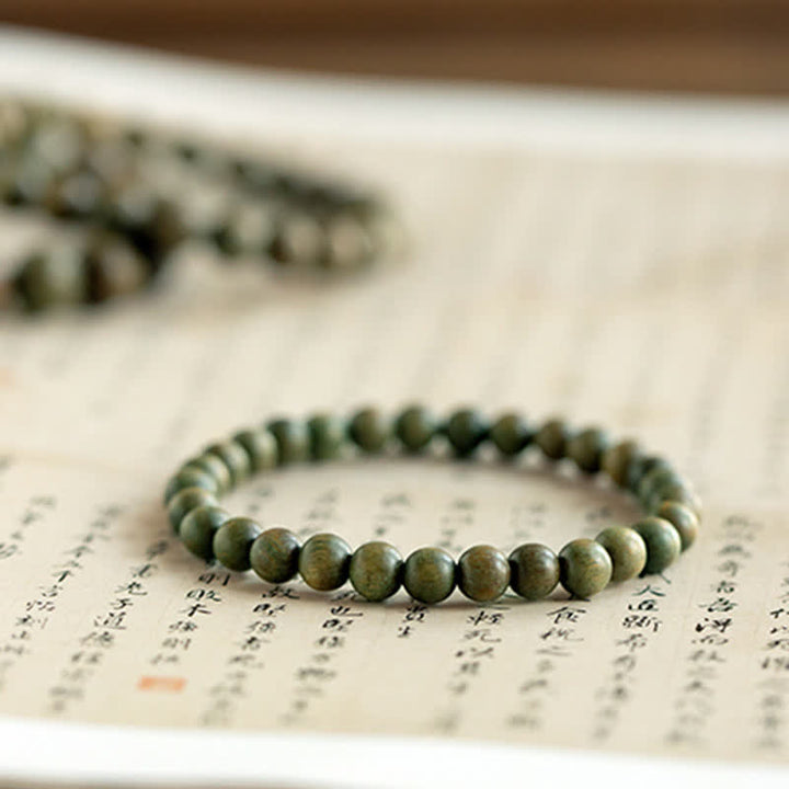 Buddha Stones Tibetan Green Sandalwood Soothing Cure Bracelet - image 5