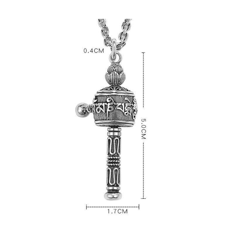 Buddha Stones Tibetan Om Mani Padme Hum Prayer Wheel Lotus Wisdom Rotatable Necklace Pendant - image 13