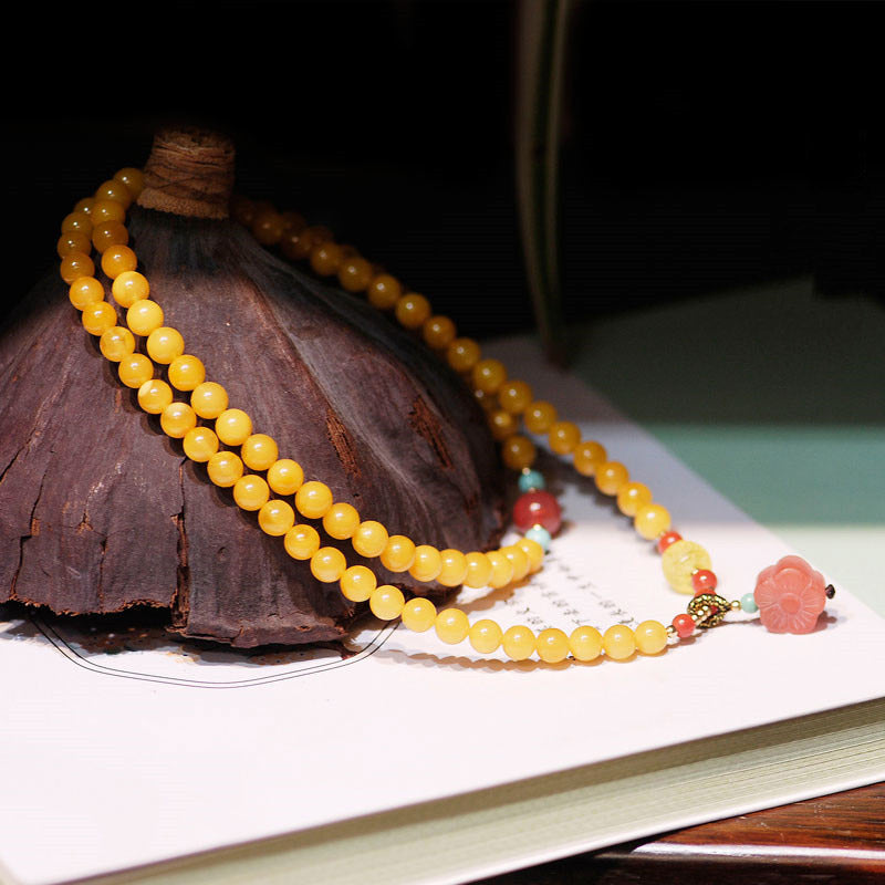 Amber Healing Balance Necklace Flower Charm Bracelet - image 4