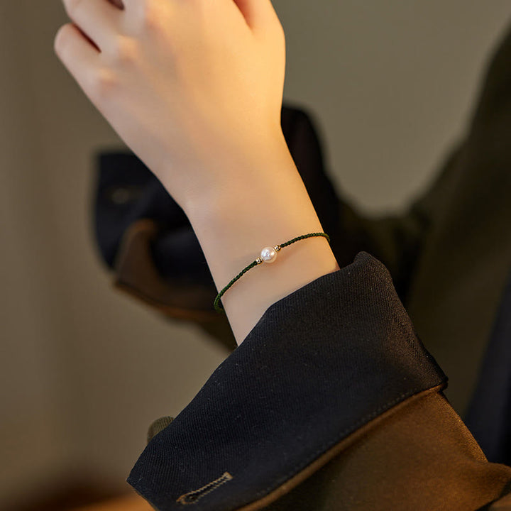 Buddha Stones Natural Pearl Bead Luck Braid String Bracelet - image 10