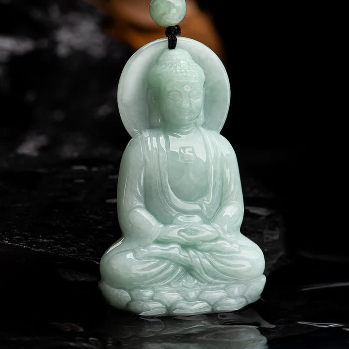 Buddha Stones Amitabha Buddha Jade Amulet Compassion String Necklace - Buddha Symbol(Compassion♥Serenity) - image 8
