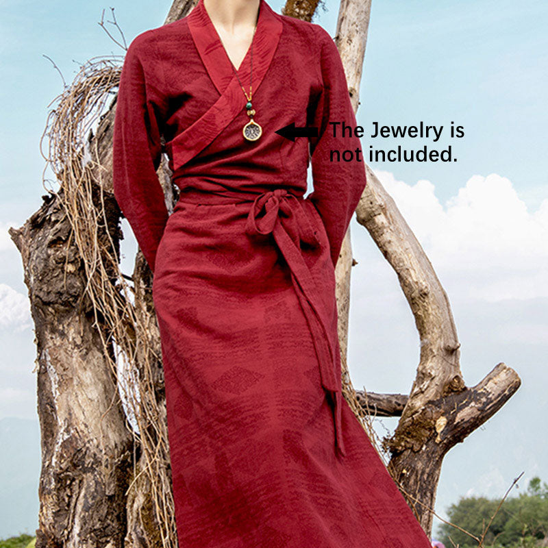 Buddha Stones Tibetan Dress Clothing Lhasa Long Wrap Dress Maxi Dress Women Clothing - image 6