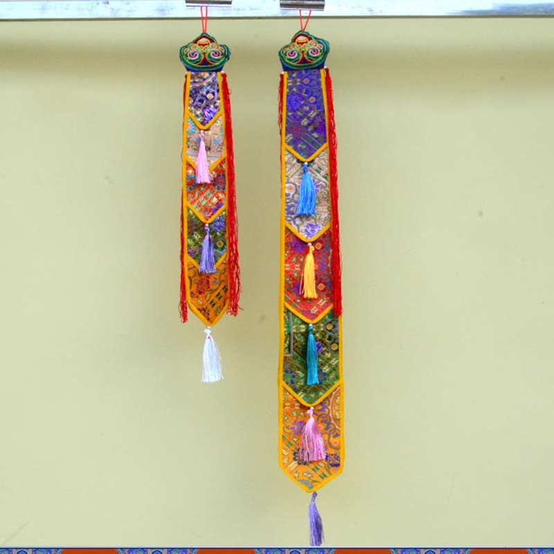 Lotus Flower Eight Auspicious Symbols Meditation Enlightenment Colorful Tassels Wall Art - image 19