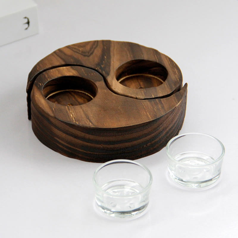 Buddha Stones Yin Yang Wood Candle Holder Meditation Rituals Use Items - image 5