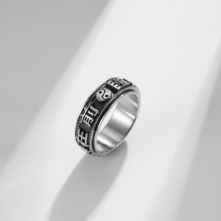 Letter Words Balance Calm Titanium Steel Rotatable Ring - image 3