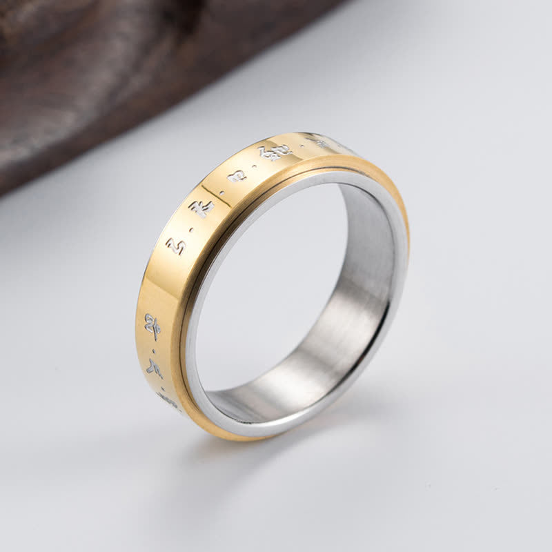 Buddha Stones Mantra Titanium Steel Balance Rotatable Ring - image 2