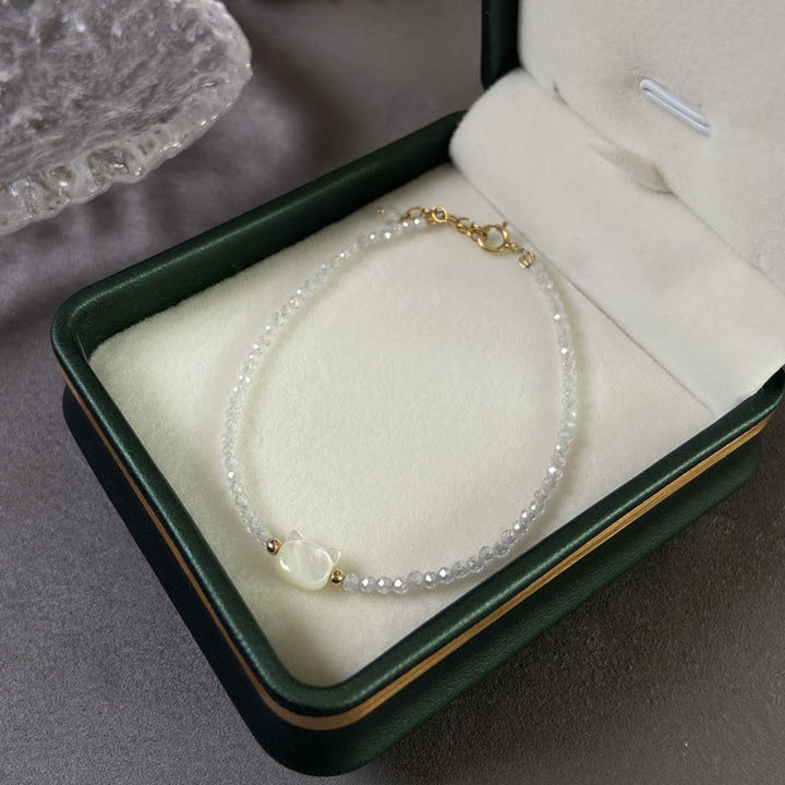 Buddha Stones 14K Gold Plated Black Spinel White Crystal Cute Cat Tridacna Stone Healing Bracelet - image 12