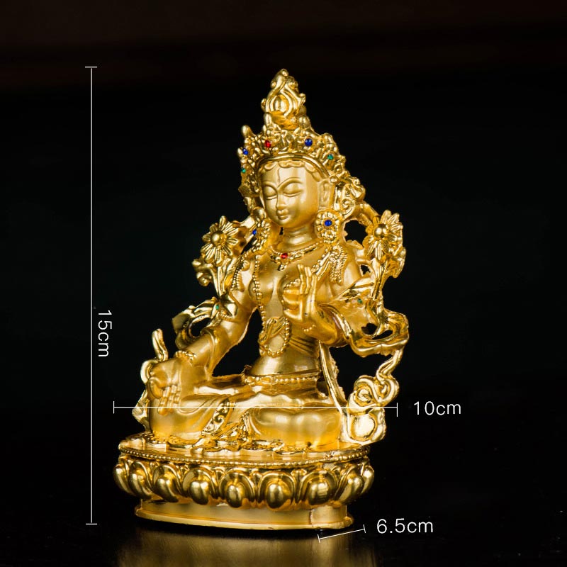 Buddha Stones Bodhisattva White Tara Hope Protection Gold Plated Statue Decoration - image 14