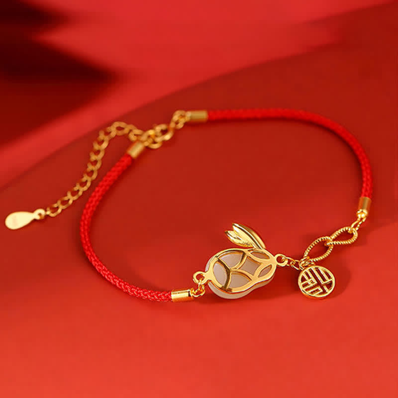Buddha Stones 925 Sterling Silver Year of the Rabbit Hetian White Jade Luck Blessing Red String Bracelet - image 6