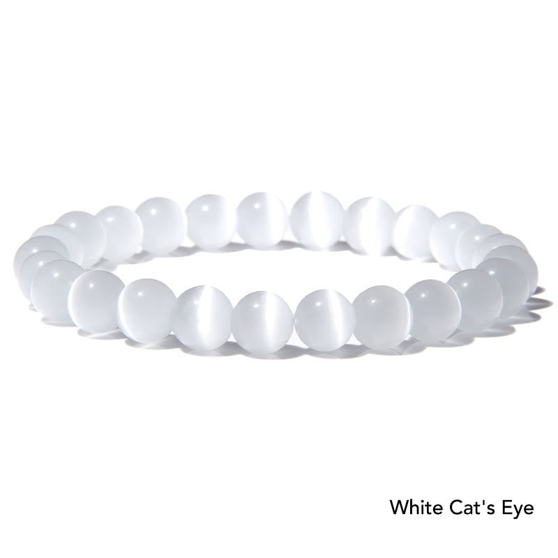 Natural Agate Stone Crystal Balance Beaded Bracelet - White Cat's Eye - image 20
