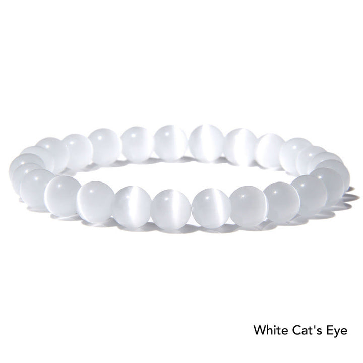 Natural Agate Stone Crystal Balance Beaded Bracelet - White Cat's Eye - image 20