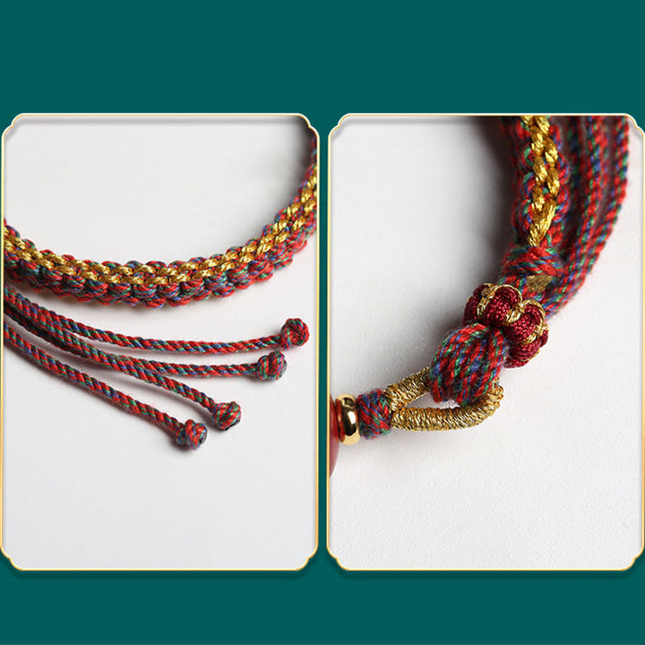 Buddha Stones Colorful Rope Cinnabar Thangka Blessing Braided Bracelet - image 6