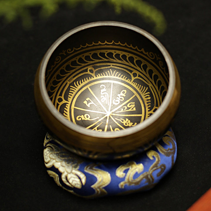 Buddha Stones Tibetan Meditation Sound Bowl Handcrafted for Healing and Mindfulness Support Protection Singing Bowl Set - image 9