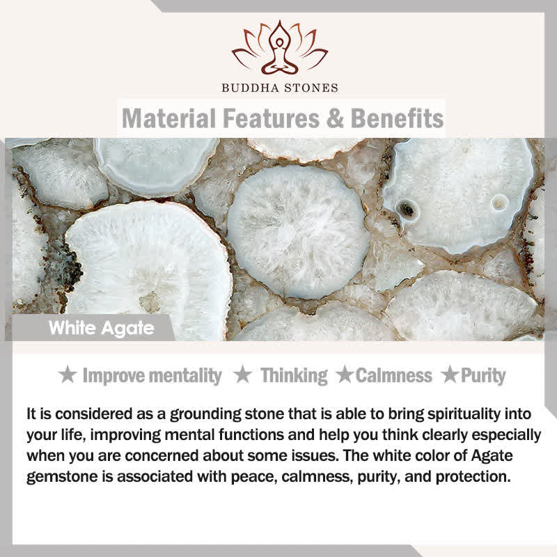 Buddha Stones Handmade White Agate Peace Buckle Luck Happiness Protection Weave String Bracelet - image 13