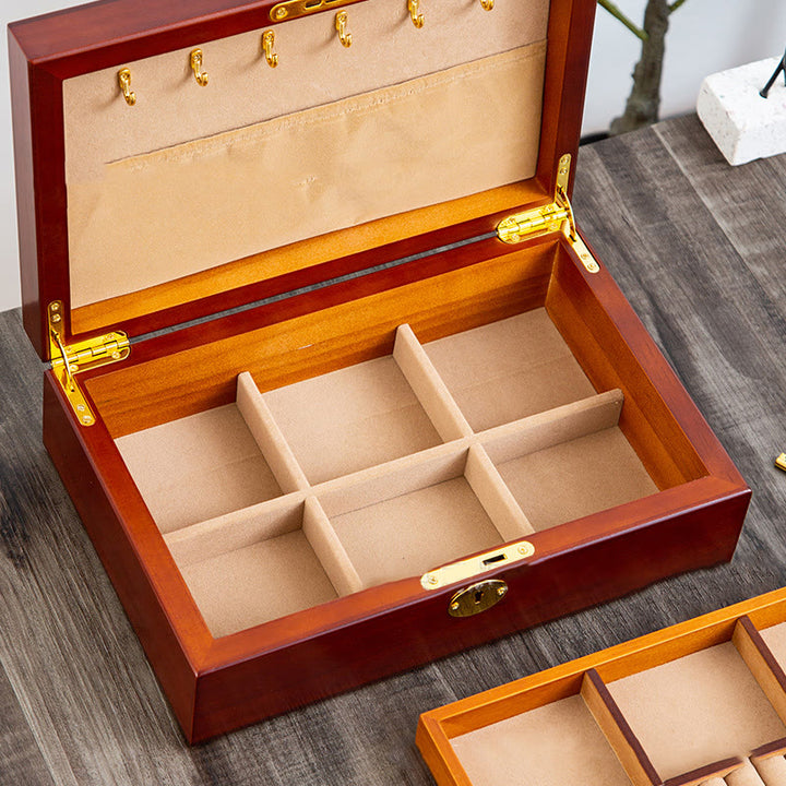 Buddha Stones Vintage Wooden Jewelry Box Two-Layer Solid Wood Jewelry Storage Box - image 22