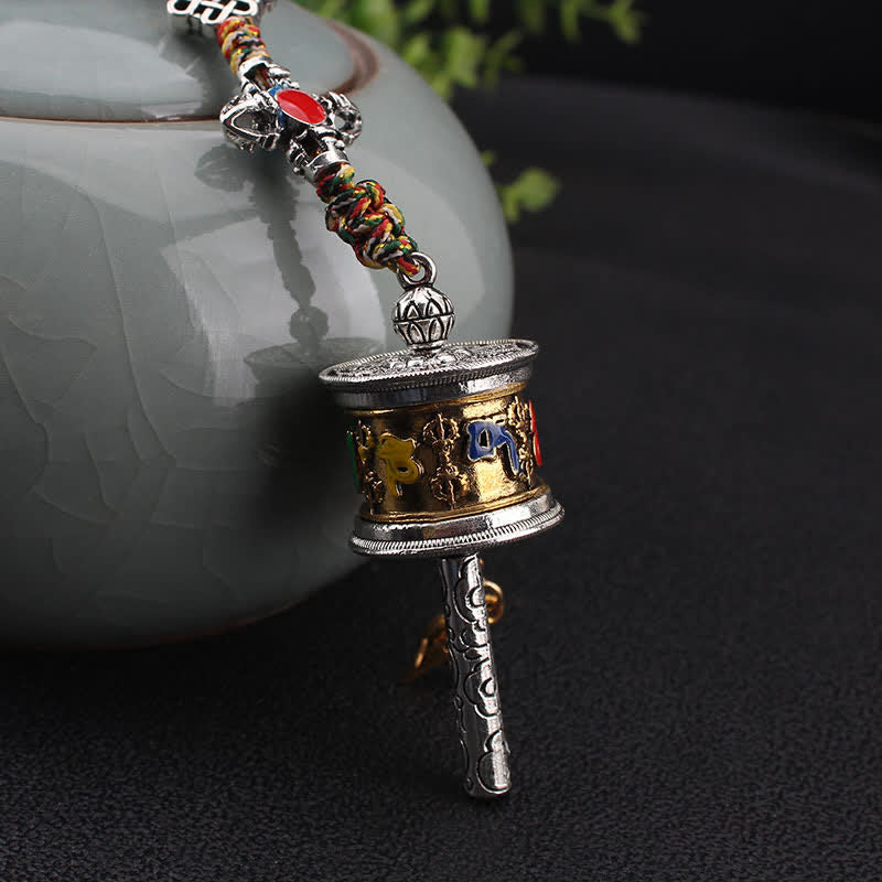Tibet Om Mani Padme Hum Prayer Wheel Peace Rotatable Bag Car Hanging Decoration - Om Mani Padme Hum - image 1