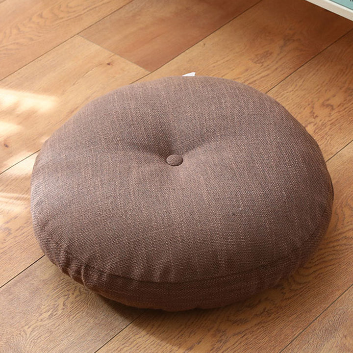 Buddha Stones Lotus Simple Pattern Linen Meditation Seat Cushion Home Living Room Decoration - Detachable - Approx. 40cm × 10cm (slight variation possible) - Tan - image 10