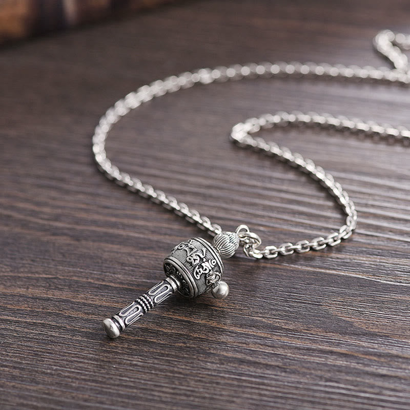 Buddha Stones Tibetan Om Mani Padme Hum Prayer Wheel Lotus Wisdom Rotatable Necklace Pendant - image 12