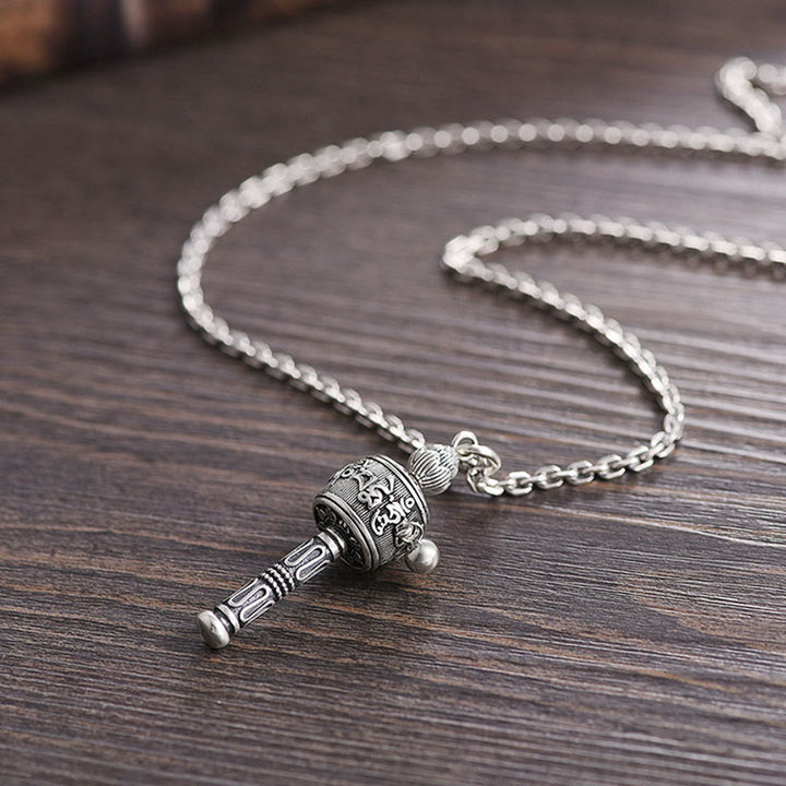 Buddha Stones Tibetan Om Mani Padme Hum Prayer Wheel Lotus Wisdom Rotatable Necklace Pendant - image 12