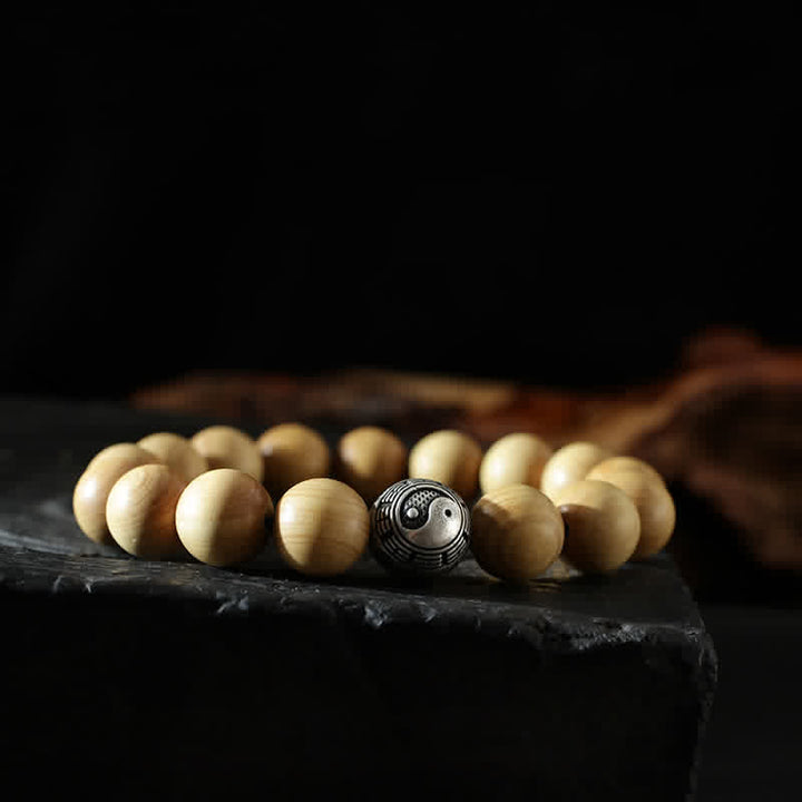 Buddha Stones Tibet Peach Wood Lotus Cinnabar Bagua Yin Yang Luck Wealth Bracelet - 12mm - Yin Yang (Balance ♥ Harmony) - image 12