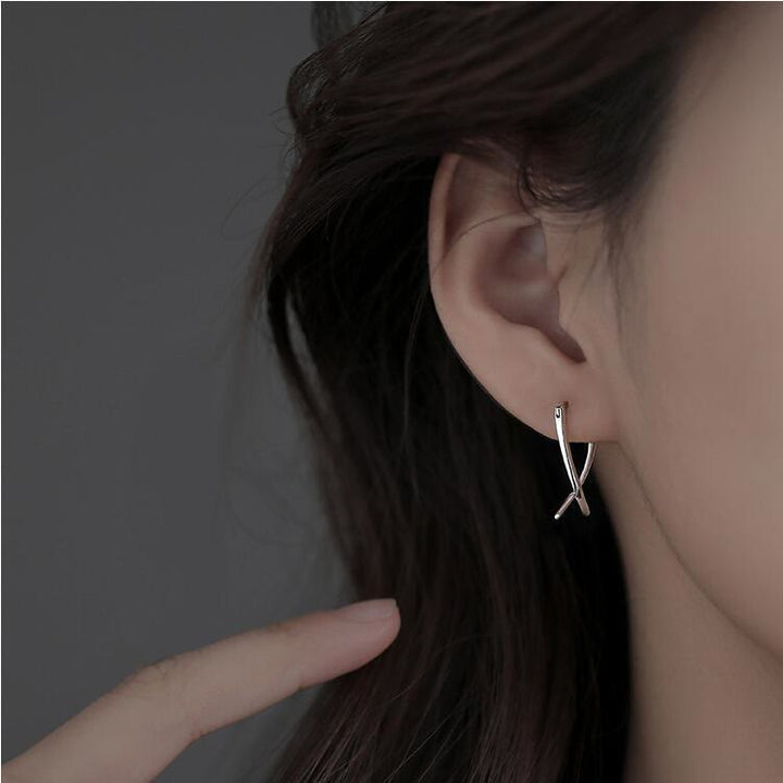 Geometric Cross Design Luck Hoop Earrings - image 2